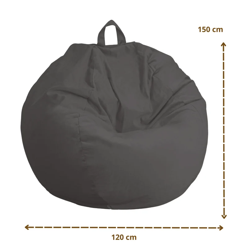 Pouf Poire Géant XXL 120x150 Gris Foncé - Velours & Mousse (Grand Luxe & Confort)
