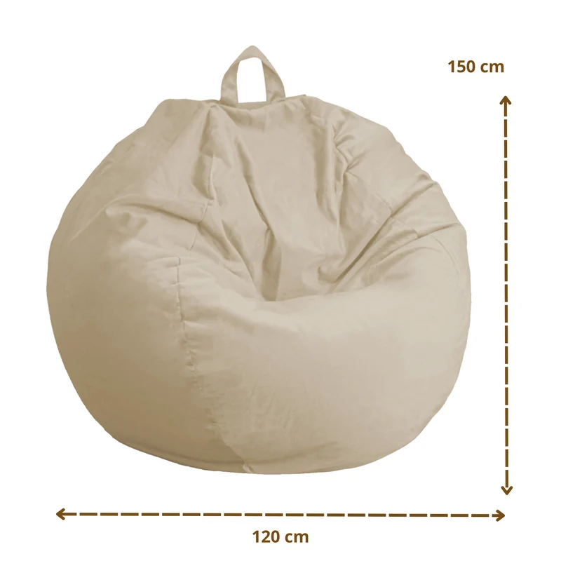 Pouf Poire Géant XXL 120x150 Crème - Velours & Mousse (Grand Luxe & Confort)