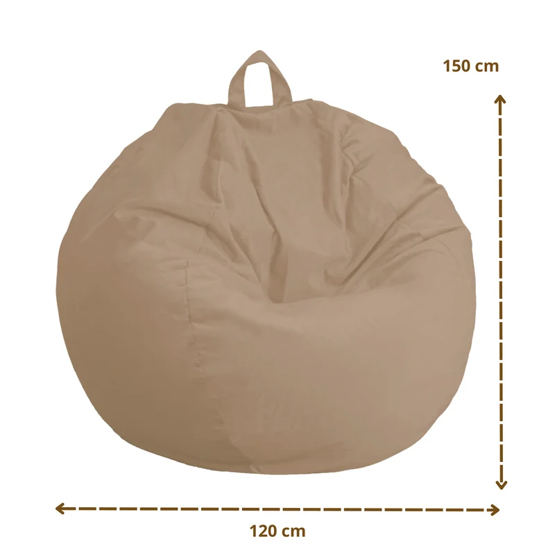 Pouf Poire Géant XXL 120x150 Beige - Velours & Mousse (Grand Luxe & Confort)