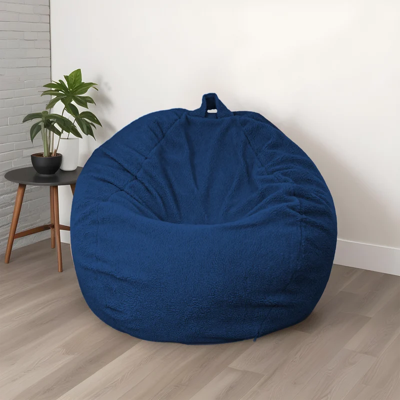 Pouf Poire Géant XXL 120x150 Bleu Pétrole - Tissu Sherpa & Mousse (Cocon Ultime)