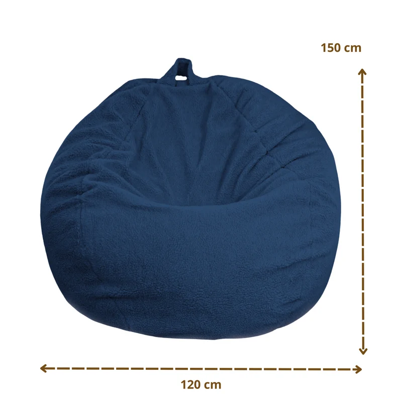 Pouf Poire Géant XXL 120x150 Bleu Pétrole - Tissu Sherpa & Mousse (Cocon Ultime)