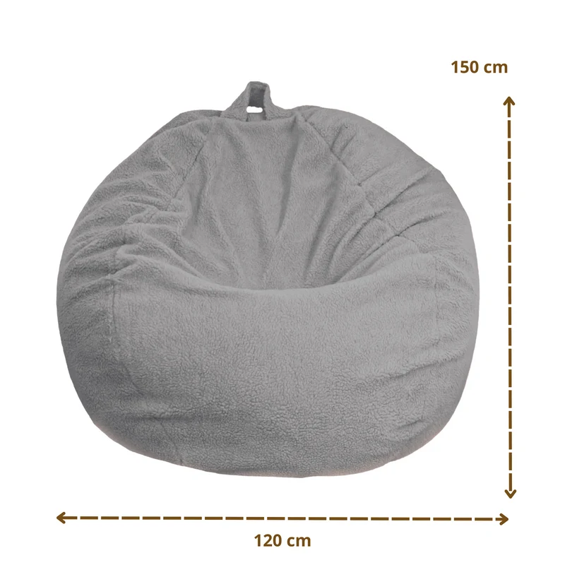Pouf Poire Géant XXL 120x150 Gris Clair - Tissu Sherpa & Mousse (Cocon Ultime)