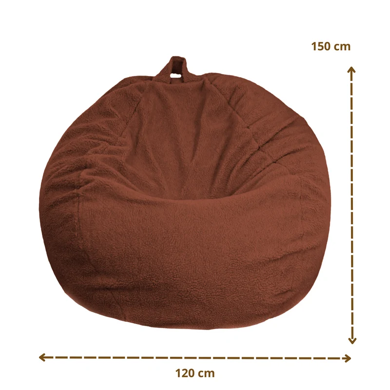 Pouf Poire Géant XXL 120x150 Terracotta - Tissu Sherpa & Mousse (Cocon Ultime)