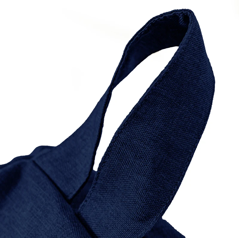 Pouf Poire Géant XXL 120x150 Bleu Indigo - Tissu Effet Lin & Mousse (Salon Chic)