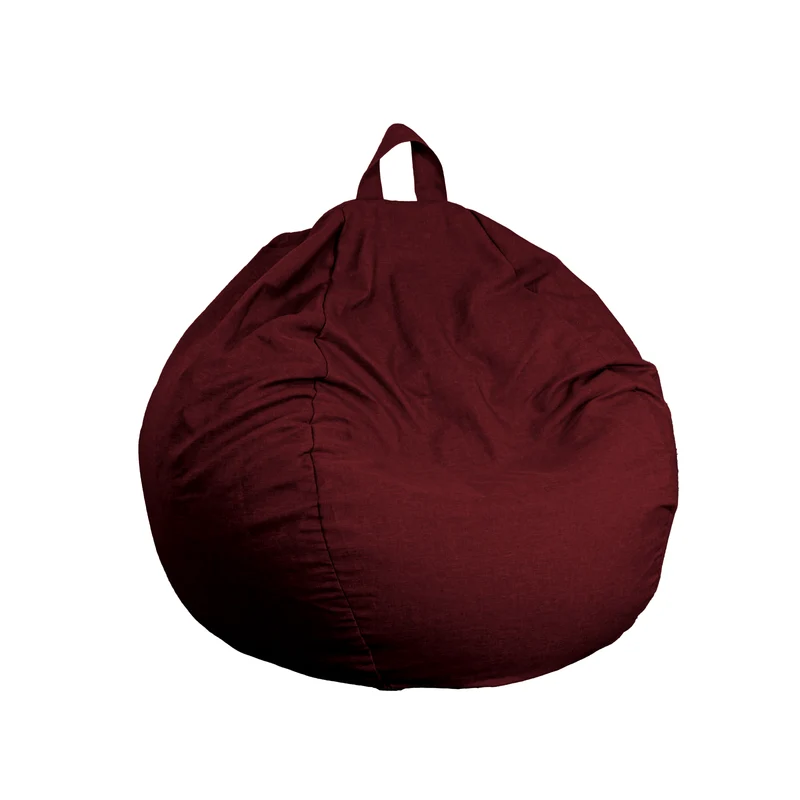 Pouf Poire Géant XXL 120x150 Prune - Tissu Effet Lin & Mousse (Salon Chic)