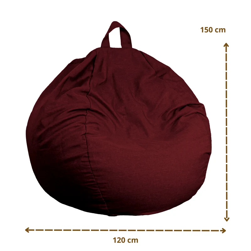 Pouf Poire Géant XXL 120x150 Prune - Tissu Effet Lin & Mousse (Salon Chic)