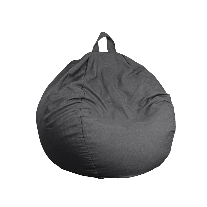 Pouf Poire Géant XXL 120x150 Gris Chiné - Tissu Effet Lin & Mousse (Salon Chic)