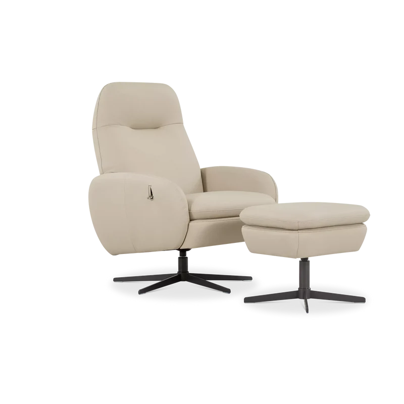 Davos - Reclining Leather Armchair with ottoman