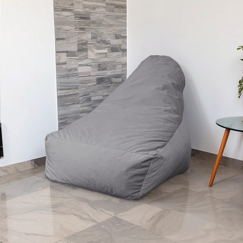 Fauteuil Pouf XXL 120x90 Gris Clair - Velours Soyeux & Mousse (Luxe & Confort)