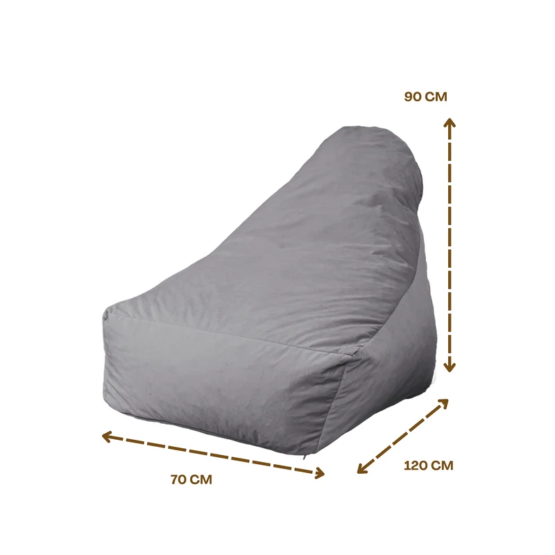 Fauteuil Pouf XXL 120x90 Gris Clair - Velours Soyeux & Mousse (Luxe & Confort)