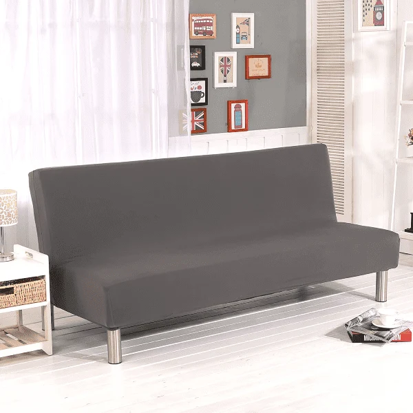 Housse de Canapé Clic Clac Extensible Gris Uni - Housse Clic Clac Gris en Tissu Élastique