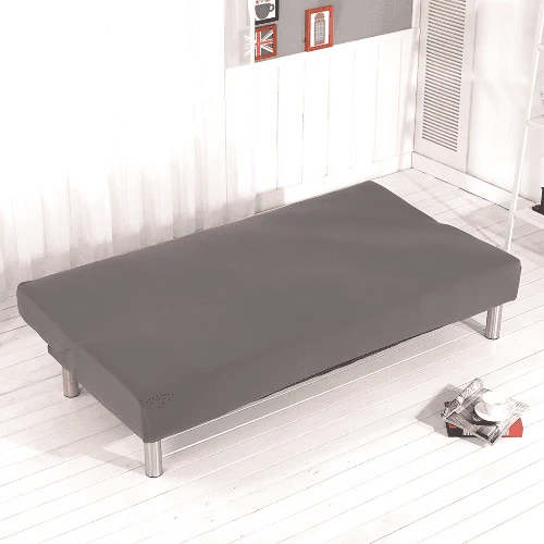 Housse de Canapé Clic Clac Extensible Gris Uni - Housse Clic Clac Gris en Tissu Élastique