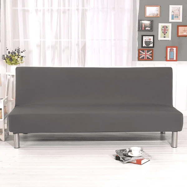 Housse de Canapé Clic Clac Extensible Gris Uni - Housse Clic Clac Gris en Tissu Élastique