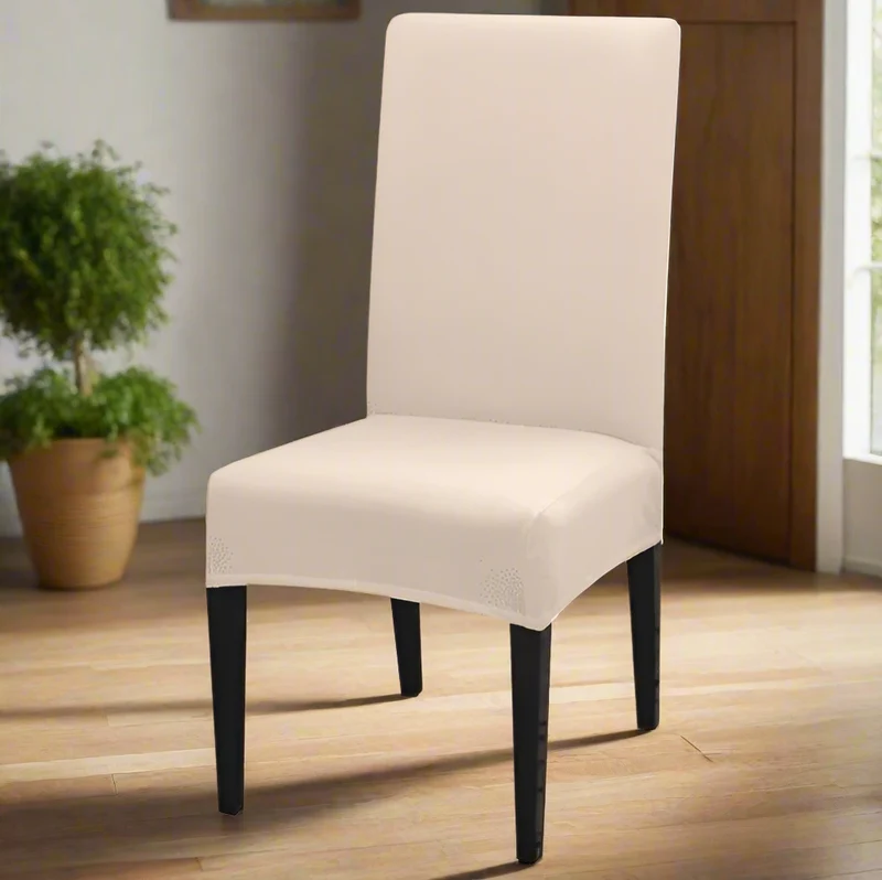 Housse de Chaise Extensible Beige pour Salle à Manger - Design Élégant et Taille Universelle