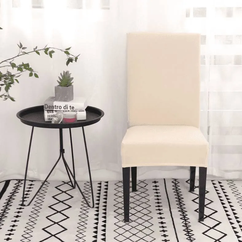 Housse de Chaise Extensible Beige pour Salle à Manger - Design Élégant et Taille Universelle