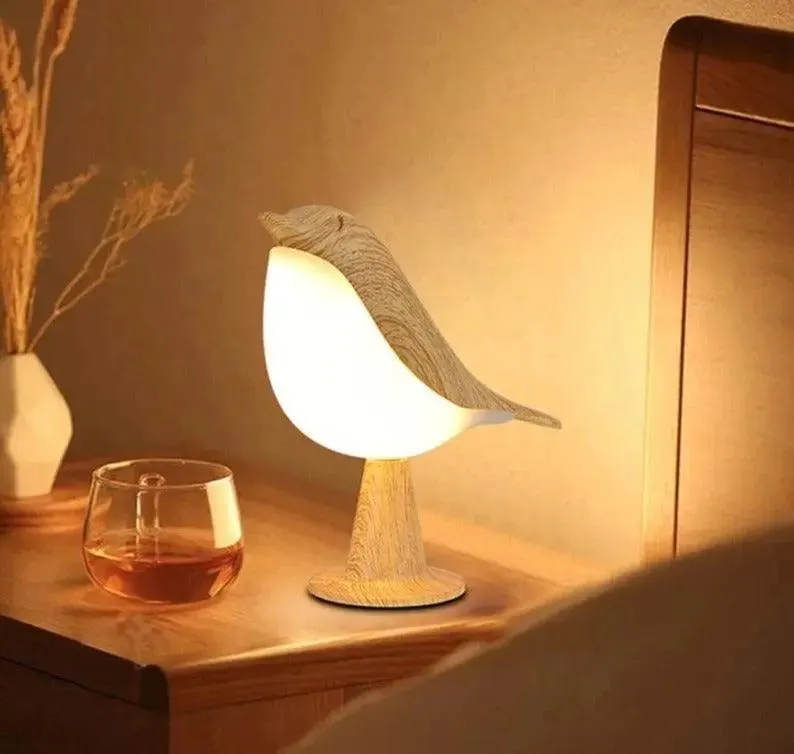 Lampe LED Oiseau En Bois
