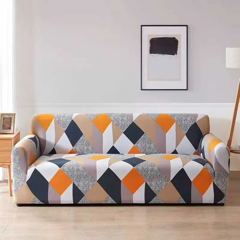 Housse de Canapé Extensible à Motif Géométrique - Protection & Style Moderne