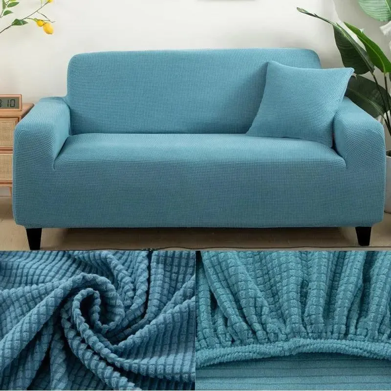 Microfibre Bleu - Housse de Canapé Extensible