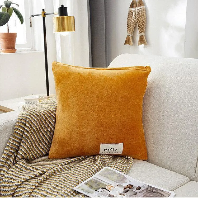 2 Housses De Coussin En Velours Orange Extensibles 45X45cm