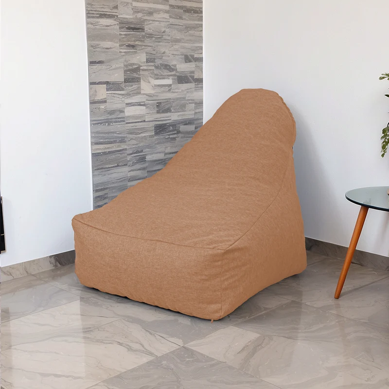 Fauteuil Pouf XXL 120x90 Marron - Tissu Effet Lin & Mousse (Confort Salon)