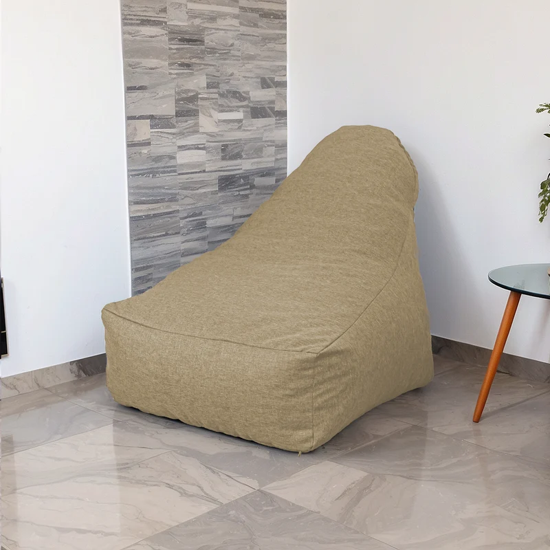 Fauteuil Pouf XXL 120x90 Beige - Tissu Effet Lin & Mousse (Confort Salon)