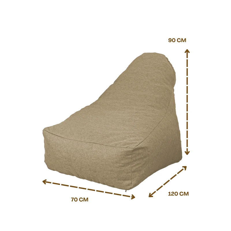 Fauteuil Pouf XXL 120x90 Beige - Tissu Effet Lin & Mousse (Confort Salon)