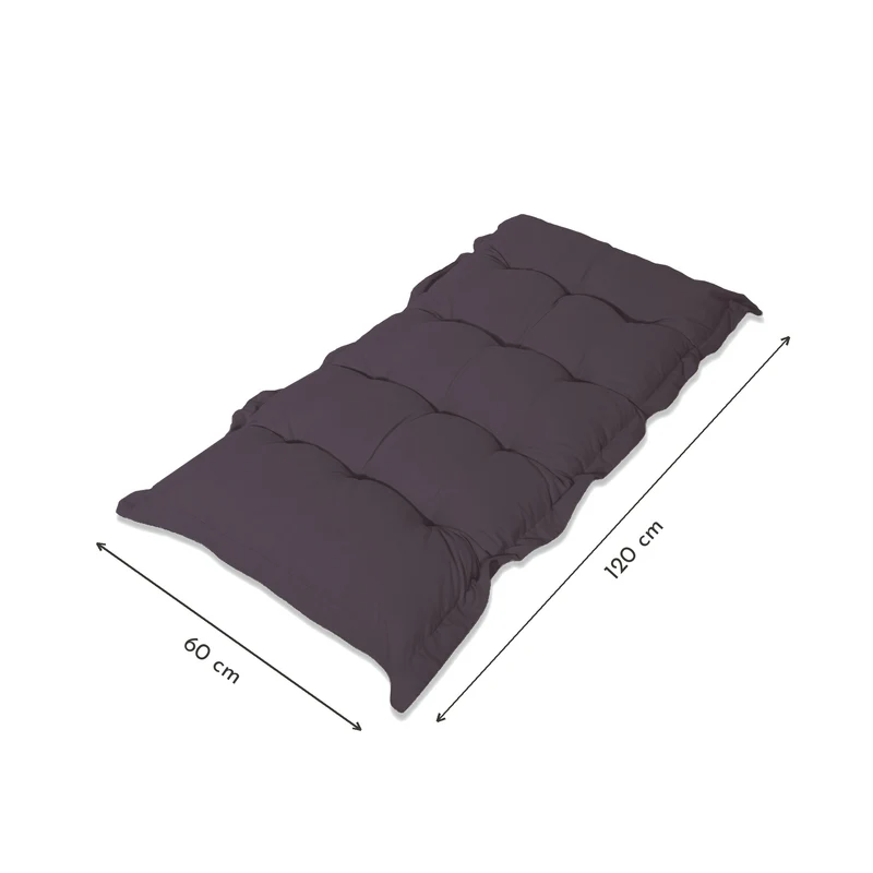 Coussin Banc & Sol Capitonné 120x60 Gris Carbone - Épais 10cm (Polyvalent)