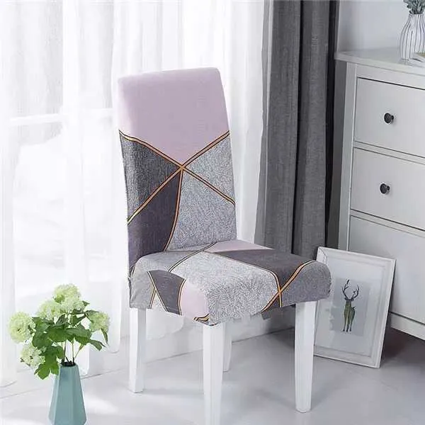 Housse de Chaise à Motifs Géométrique - Style Scandinave Gris Rose