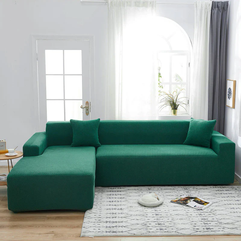 Housse Pour Canapé D'Angle Jacquard Verte