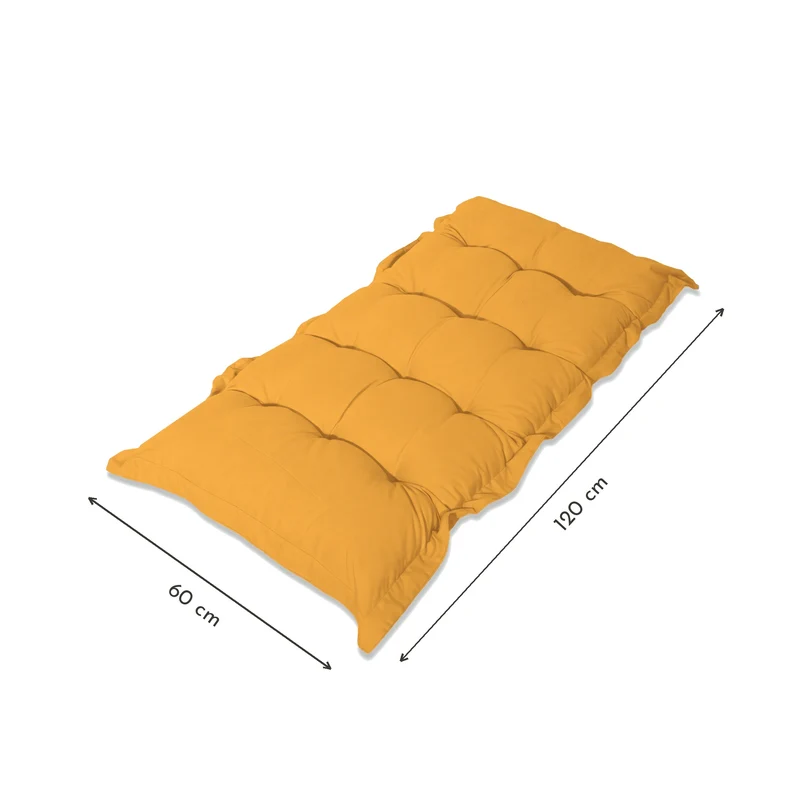 Coussin Banc & Sol Capitonné 120x60 Jaune Miel - Épais 10cm (Polyvalent)