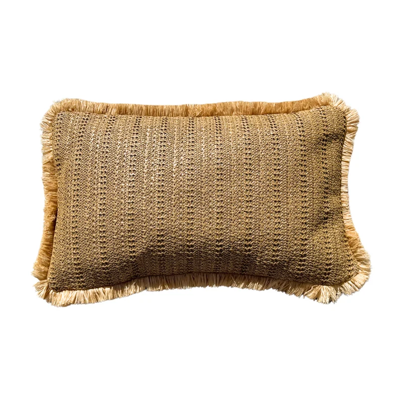 Housse de Coussin Effet Raphia Uni 30x50 - (Housse Seule - Style Bohème)