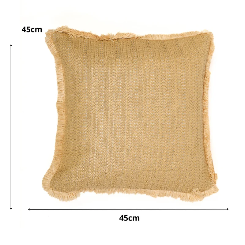 Housse de Coussin Effet Raphia Uni 45x45 - (Housse Seule - Déco Bohème)