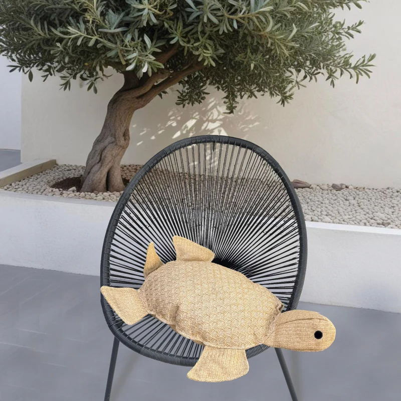 Coussin Tortue Effet Raphia 60x20 cm - Déco Bohème (Garni & Résistant)