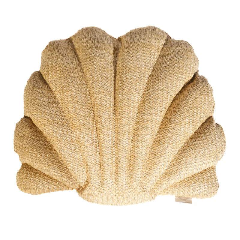 Coussin Coquillage Effet Raphia 45x45 cm - Déco Bohème (Garni & Résistant)