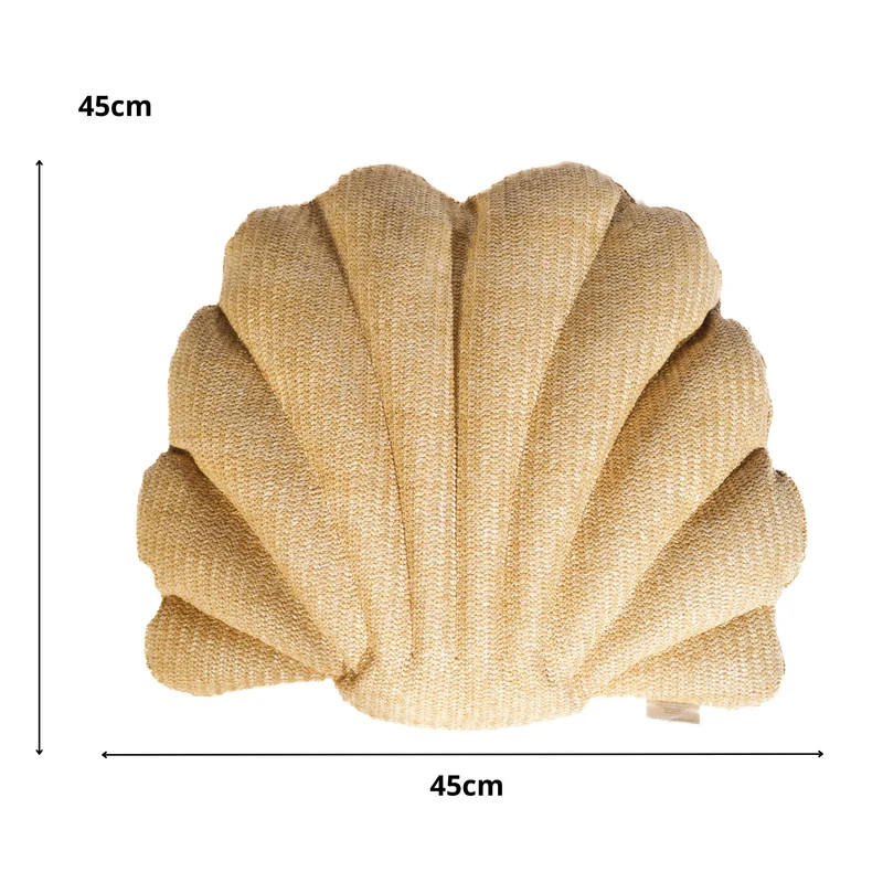 Coussin Coquillage Effet Raphia 45x45 cm - Déco Bohème (Garni & Résistant)