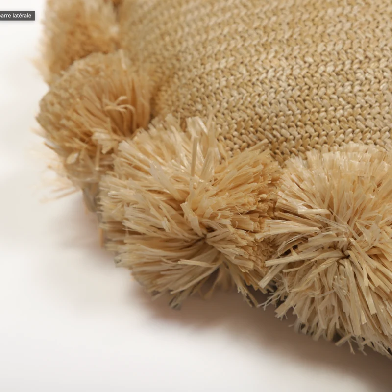 Coussin Soleil Effet Raphia 50x15 cm - Déco Bohème (Garni & Résistant)
