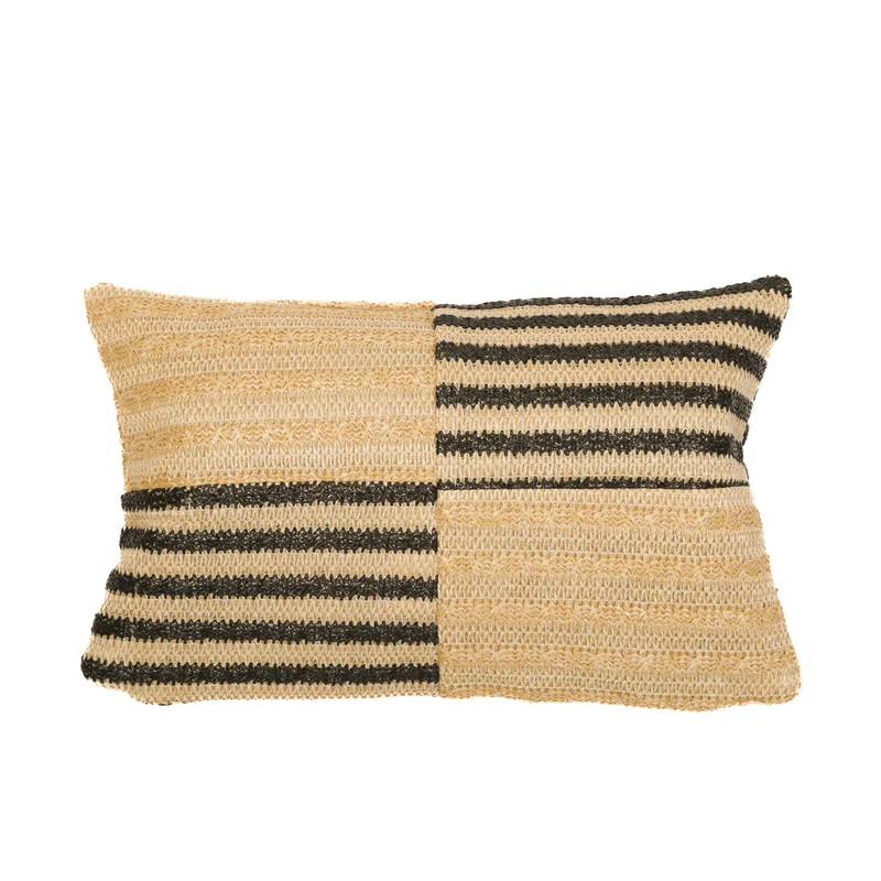 Housse de Coussin Effet Raphia Rayures 30x50 - (Housse Seule - Style Bohème)