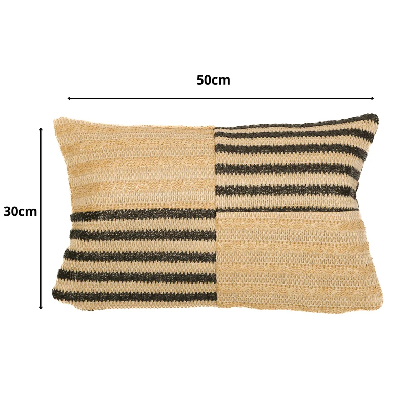 Housse de Coussin Effet Raphia Rayures 30x50 - (Housse Seule - Style Bohème)