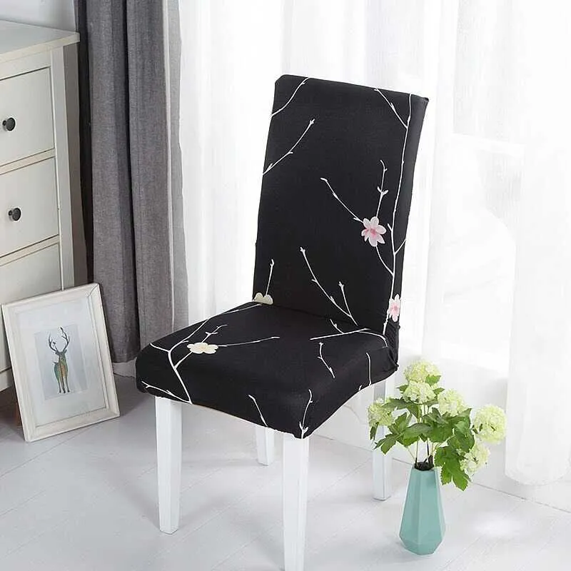 Housse de Chaise Extensible à Motifs Modernes - Style Scandinave Noir