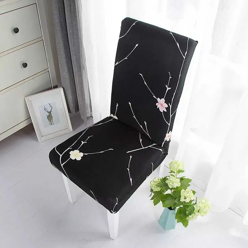 Housse de Chaise Extensible à Motifs Modernes - Style Scandinave Noir