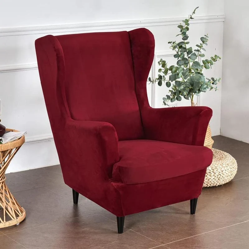 Housse de Fauteuil Crapaud Velours Rouge