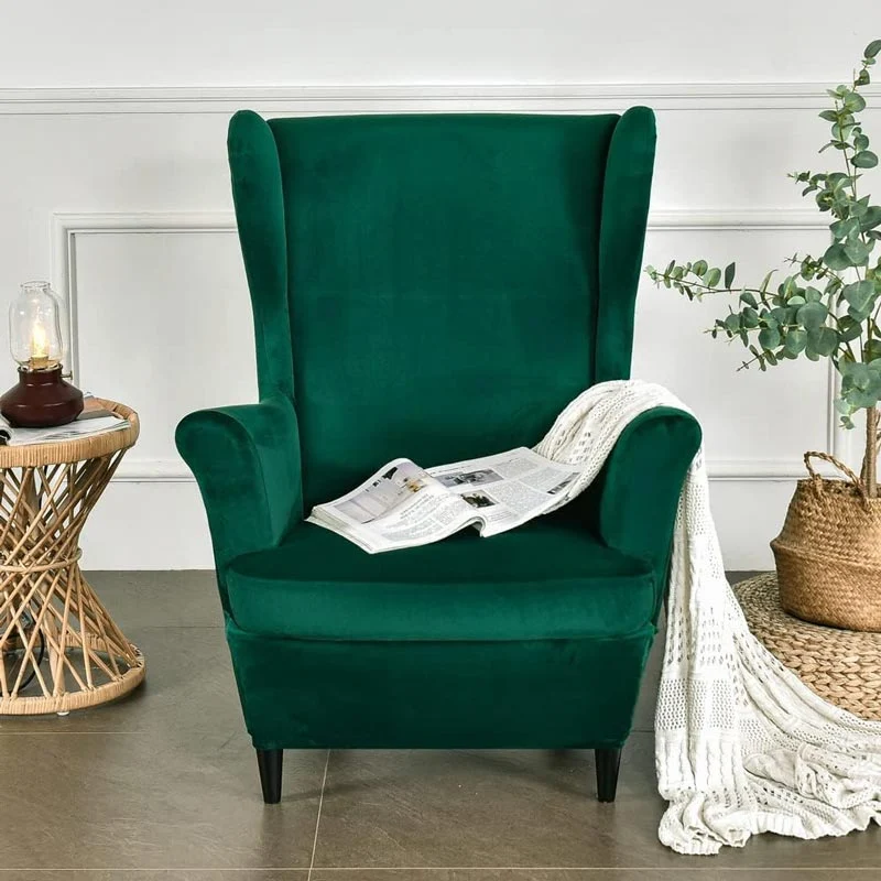 Housse de Fauteuil Crapaud Velours Vert Forêt