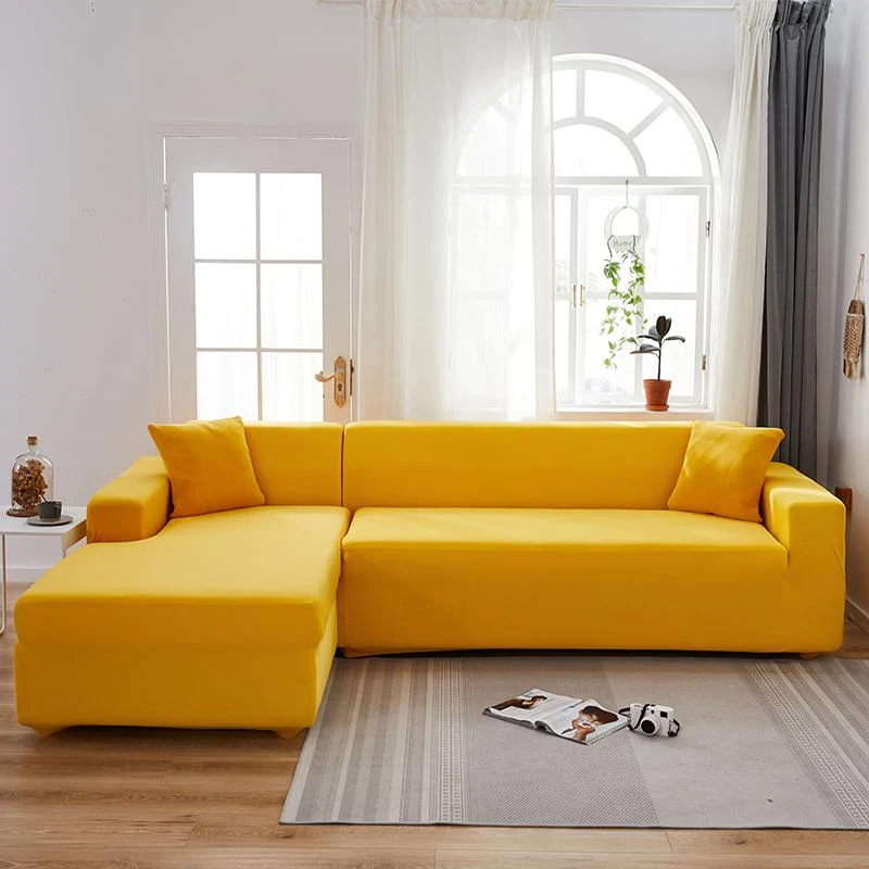 Housse de Canapé d'Angle Jaune Moutarde