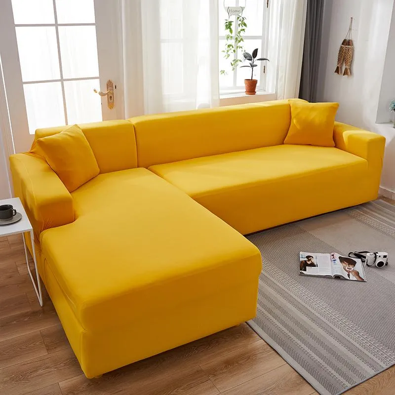 Housse de Canapé d'Angle Jaune Moutarde