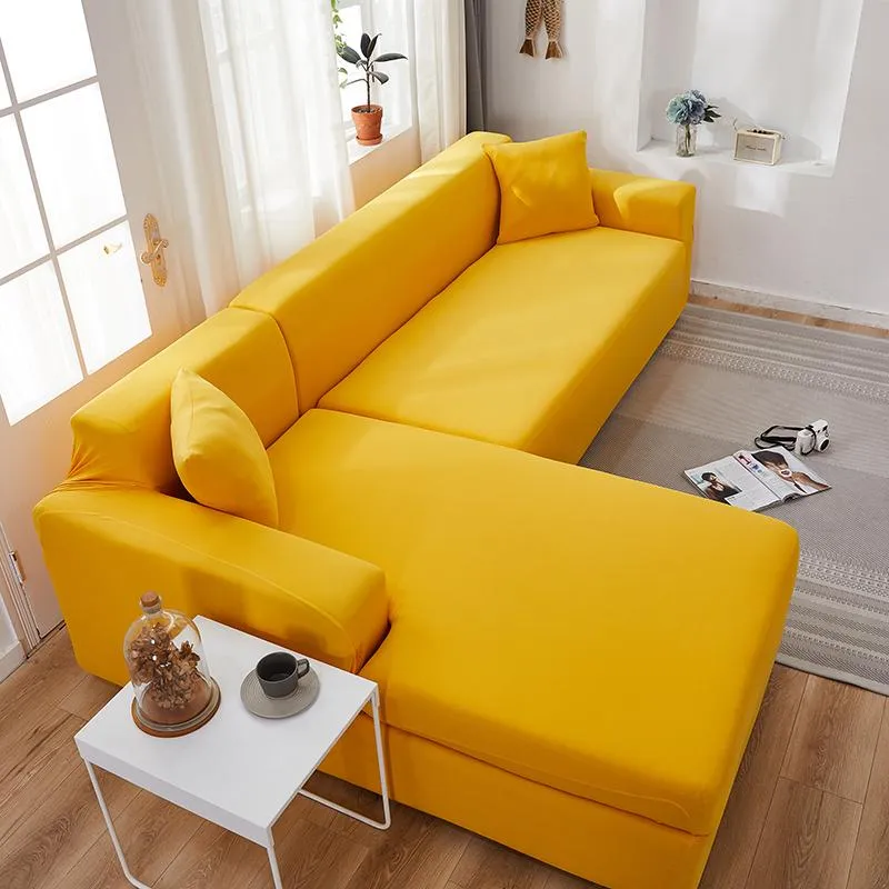 Housse de Canapé d'Angle Jaune Moutarde