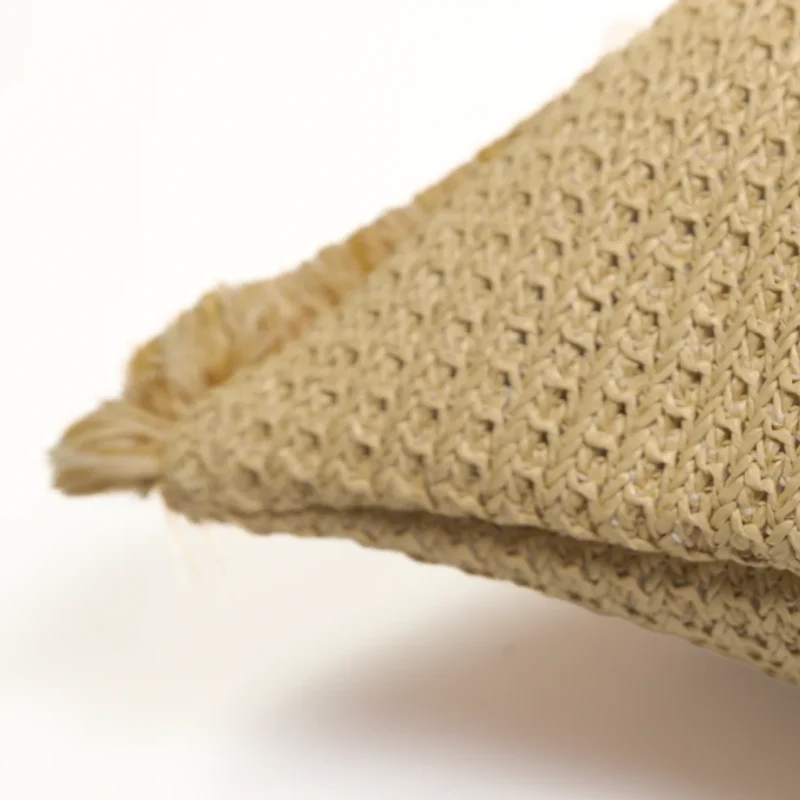 Housse de Coussin Effet Raphia À Bande 45x45 - (Housse Seule - Déco Bohème)