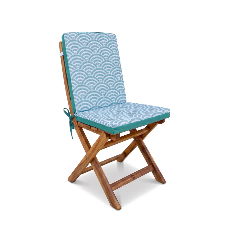 Lot de 4 Coussins Chaise Haut Dossier 95x40 - Motif Éventails Verts (Confort 5cm)
