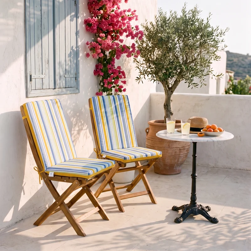 Lot de 4 Coussins Chaise Haut Dossier 95x40 - Motif Rayures Solaires (Confort 5cm)