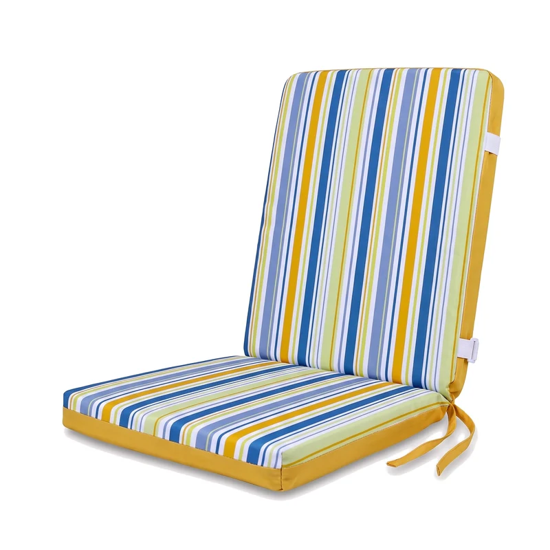 Lot de 4 Coussins Chaise Haut Dossier 95x40 - Motif Rayures Solaires (Confort 5cm)