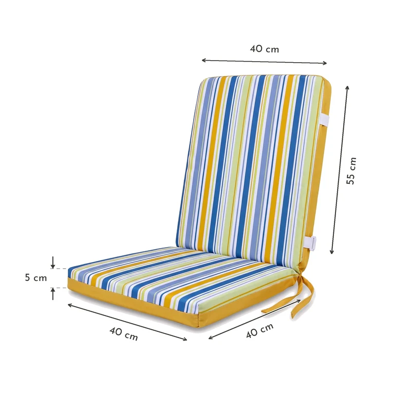 Lot de 4 Coussins Chaise Haut Dossier 95x40 - Motif Rayures Solaires (Confort 5cm)